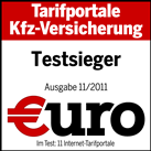 Magazin &euro;uro (Ausgabe 11/2011): Das Fachmagazin &euro;uro zeichnet den Kfz-Vergleich als Testsieger aus.